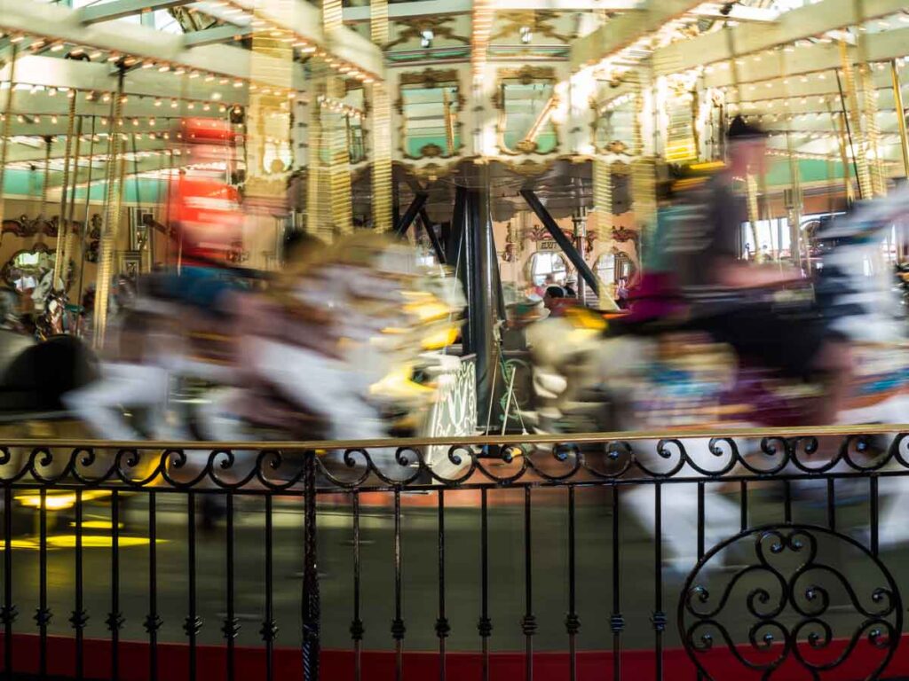 What to do in Santa Cruz riding the beach boardwalk carousel