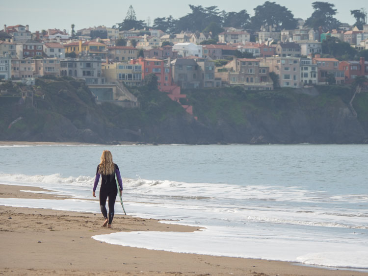 San Francisco photography: Surfer at Baker Beach in San Francisco