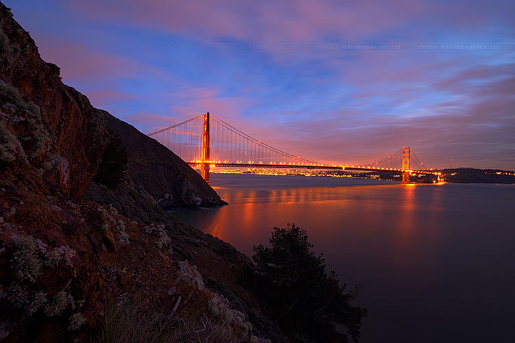 Hawk Hill overlooking San Francisco at night