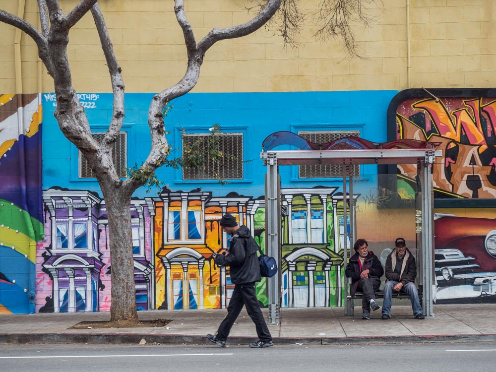 San Francisco Mission bus stop mural on Folsom