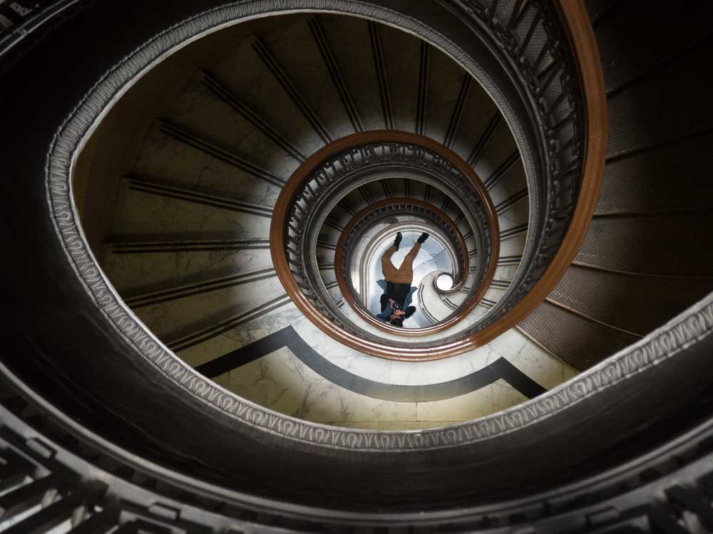 SF's Mechanics institute curved staircase