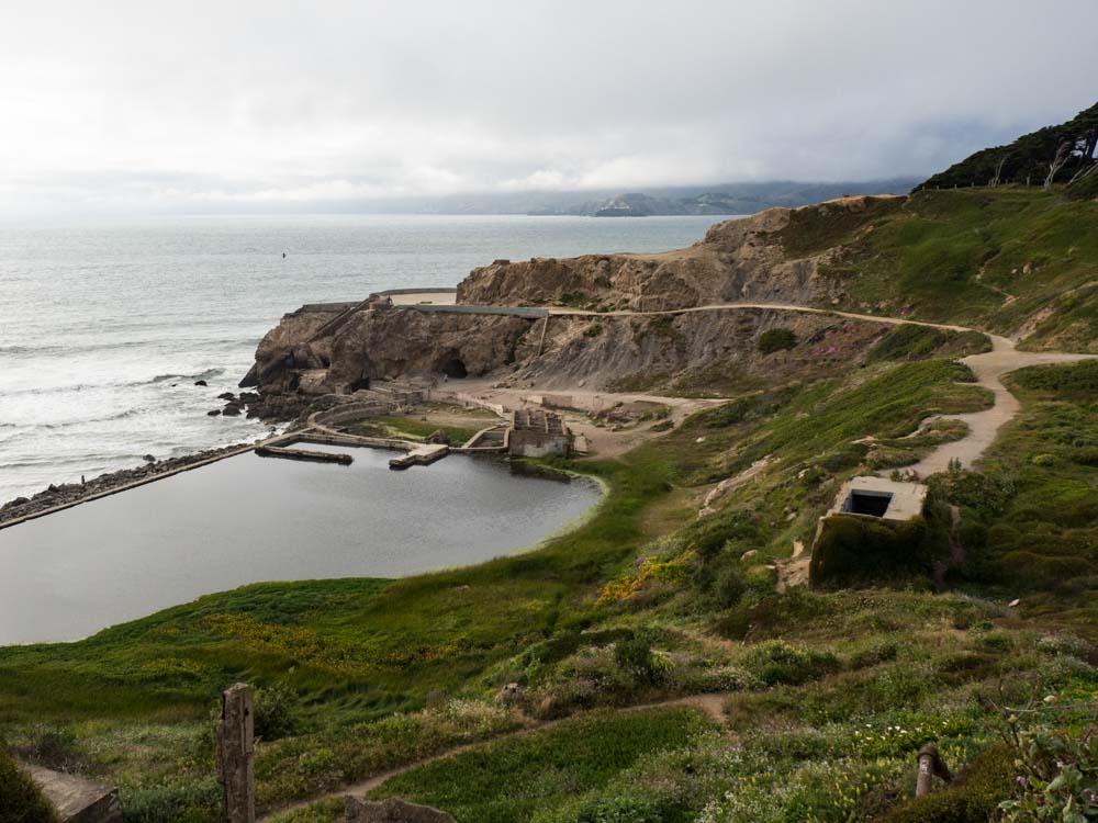 Unique places in San Francisco: Sutro Baths. Cliffside overlook