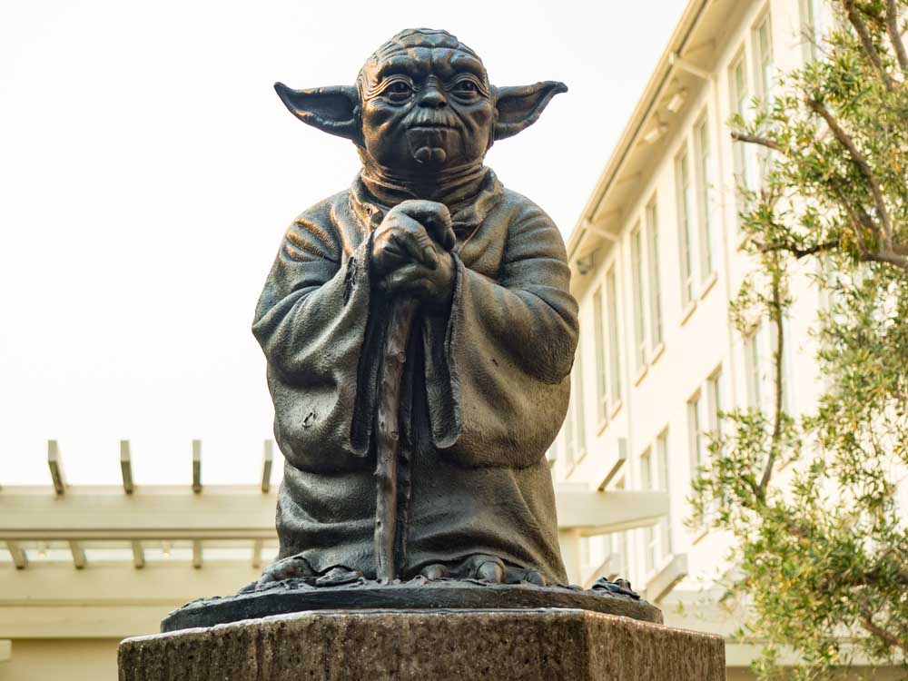 Yoda statues in San Francisco's Presidio Lucas studios