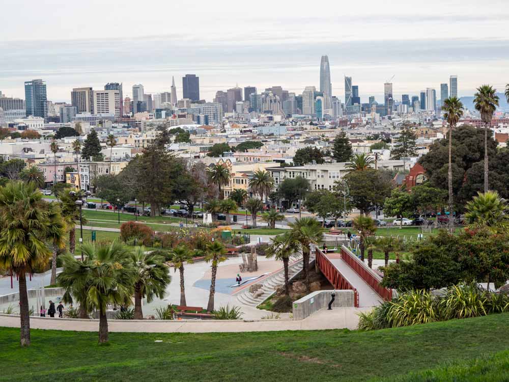 Offbeat San Francisco: Dolores Park with views of the San Francisco Skyline