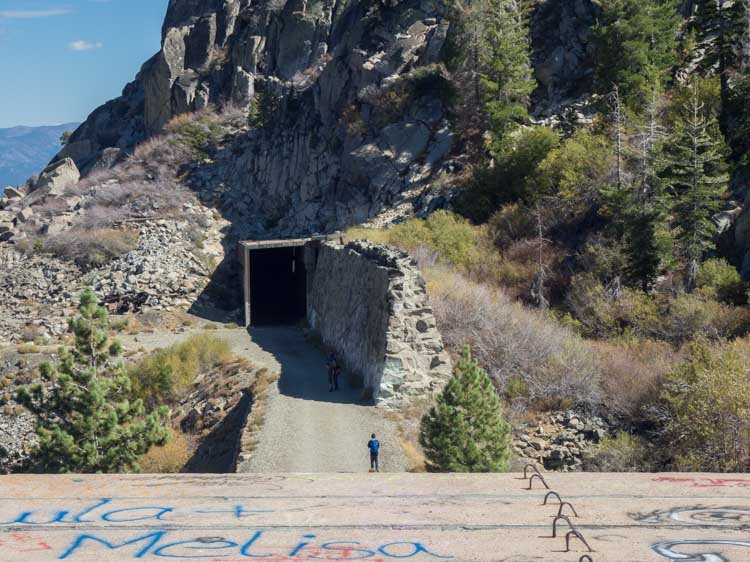 Donner train tunnels hike landscape and tunnel entrance