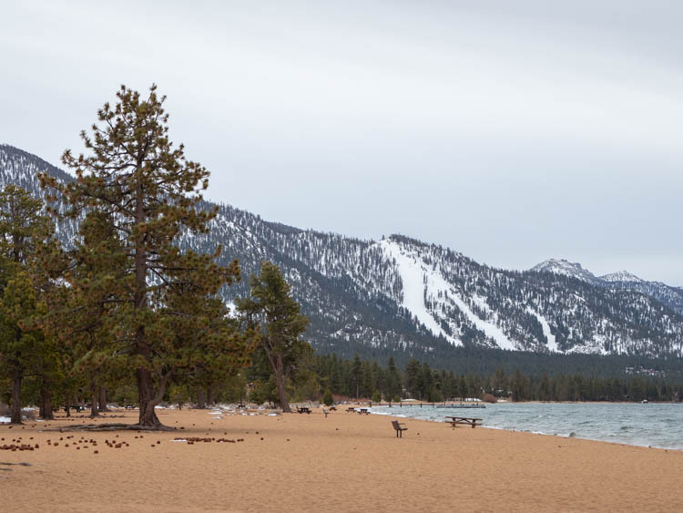 Nevada beach South Lake Tahoe in Winter 