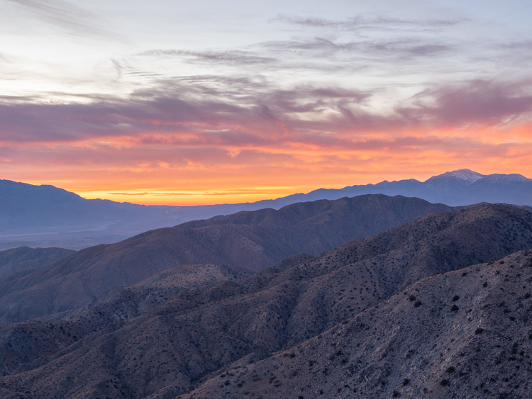 facts about Joshua Tree national park: keys view sunset