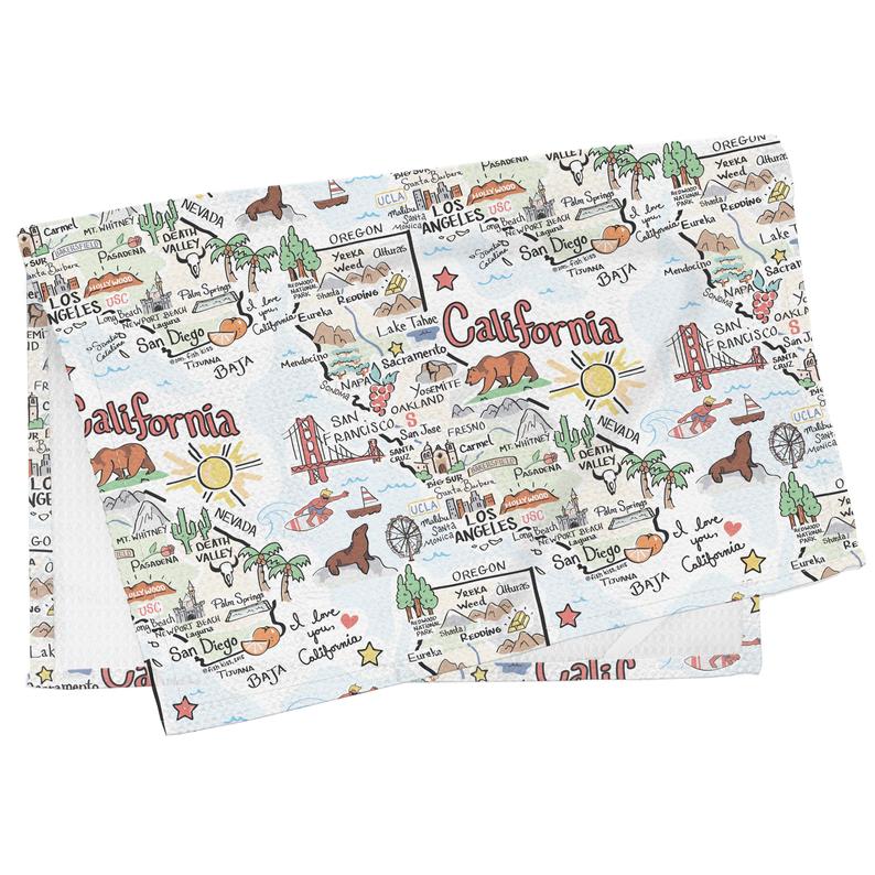California themed tea towel