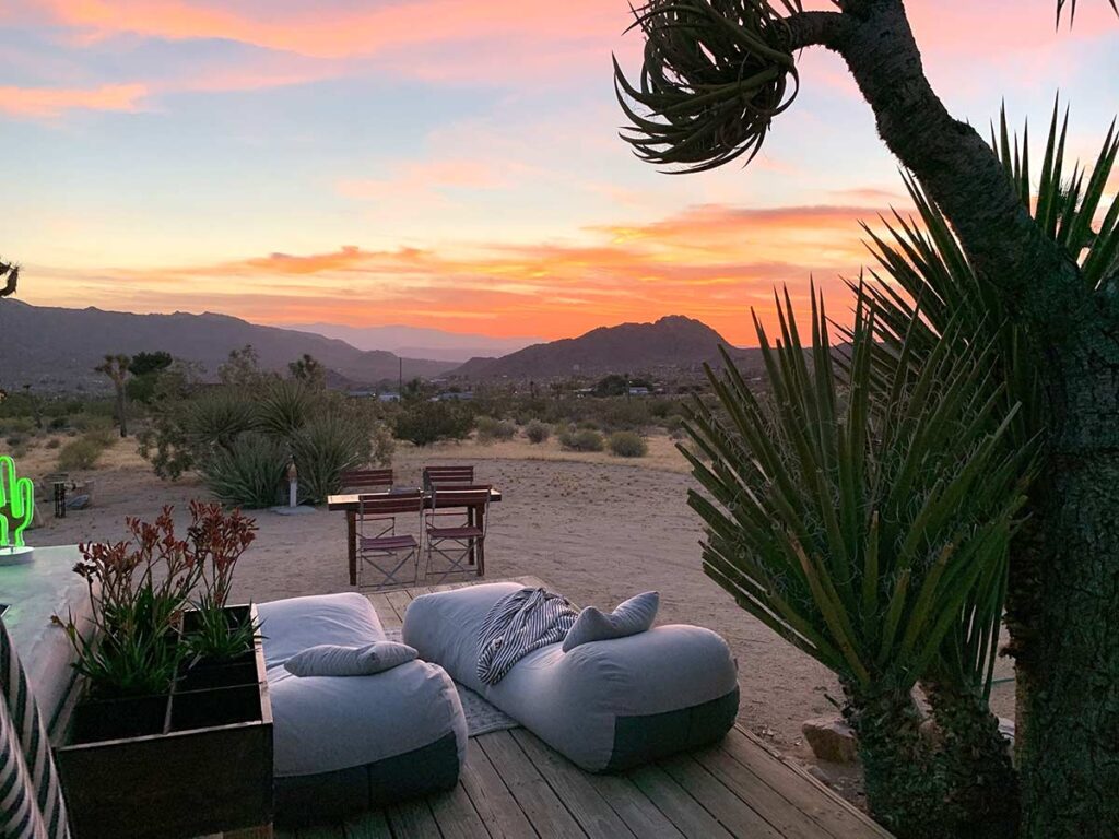 Joshua Tree galvanized studio cottage porch and loungers