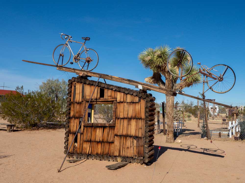 Joshua Tree Noah Purafoy sculpture museum- wood shed and bike