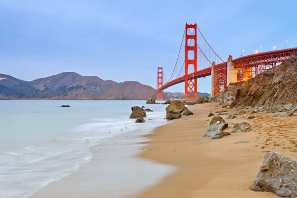 Golden Gate Bridge facts: view from baker beach