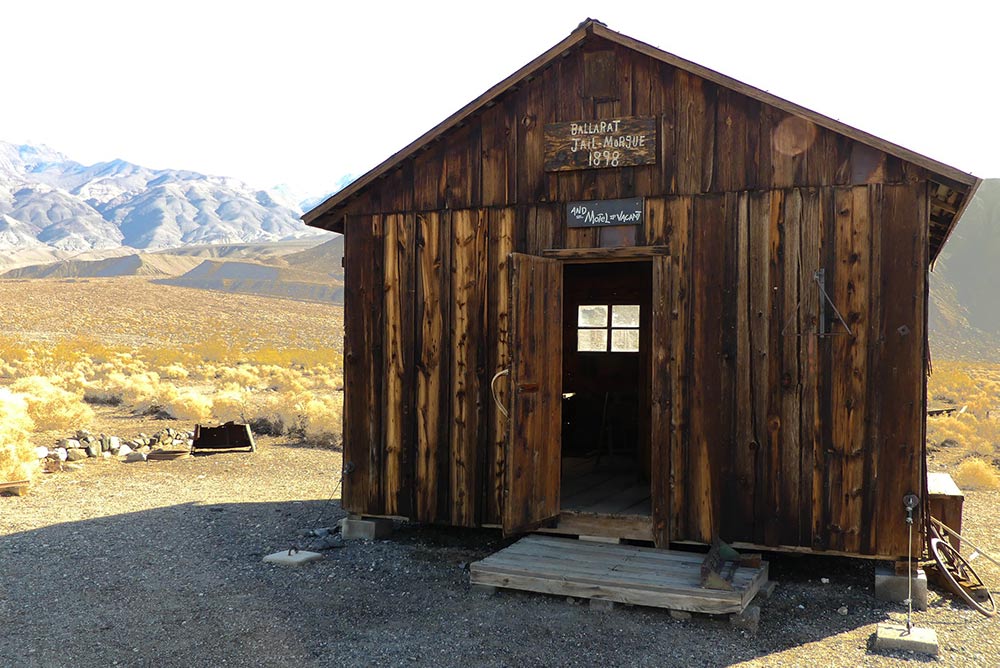 CA Ghost town of Ballarat- abandoned wood shed