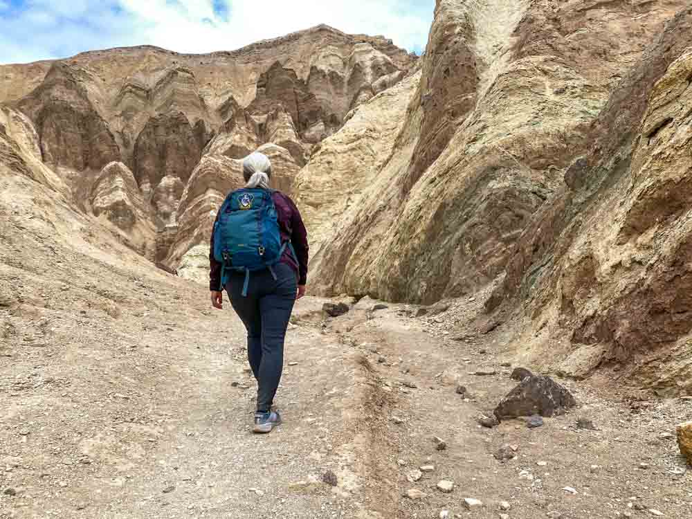 Hiker in Golden Canyon Death Valley