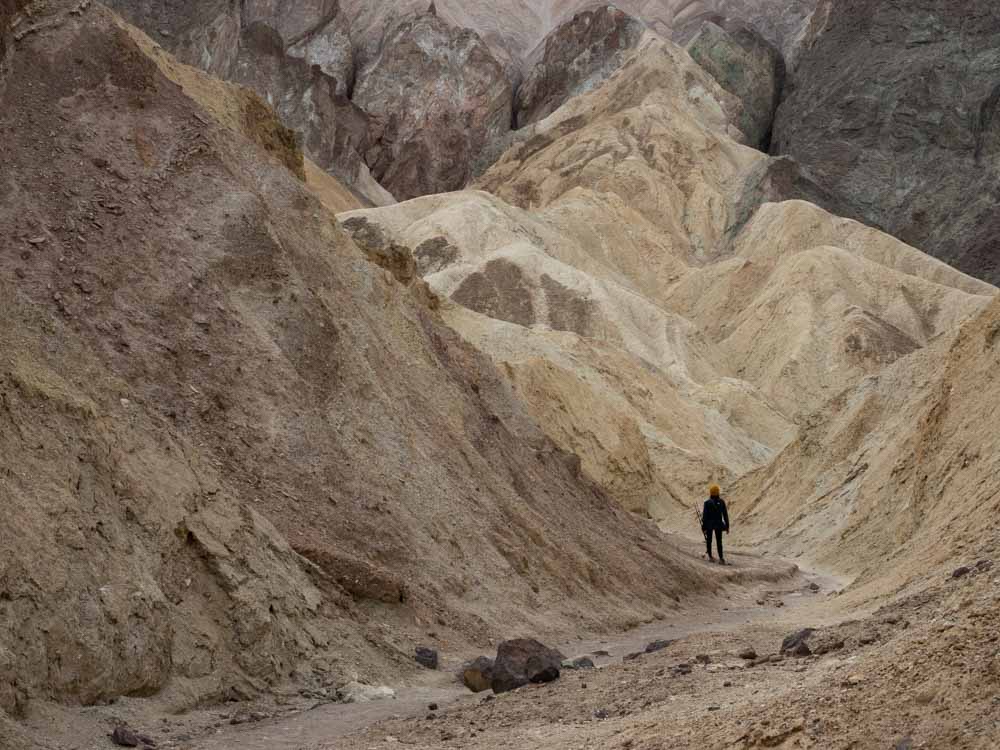 Slot in Golden Canyon in Death Valley. Red rocks and narrow canyon walls