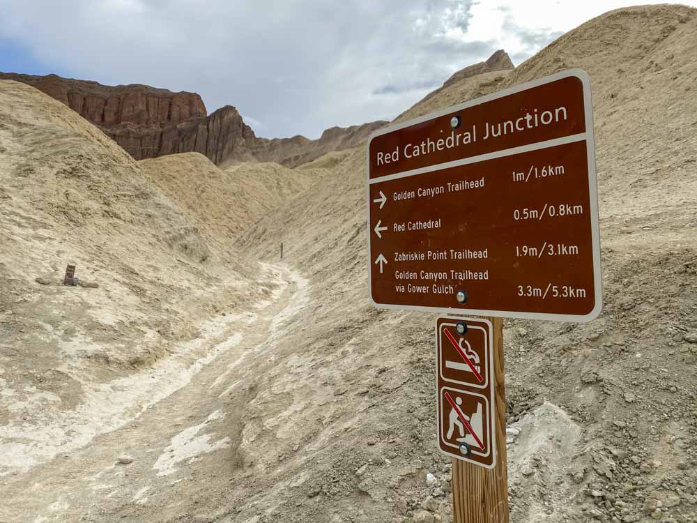 Golden Canyon Death Valley trail sign