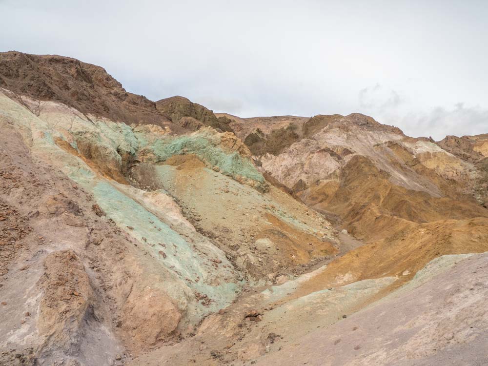 Death Valley visit Artist's Palette Drive. Colorful mineral deposits in the desert