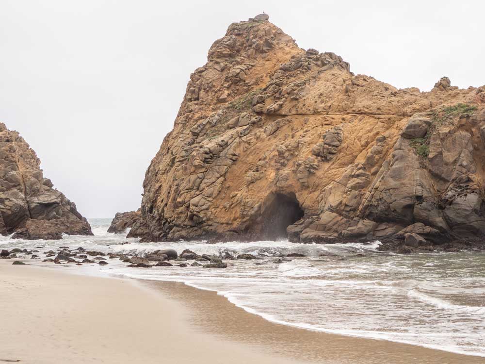 Pfieffer Beach Big Sur day trip. arched rock and beach