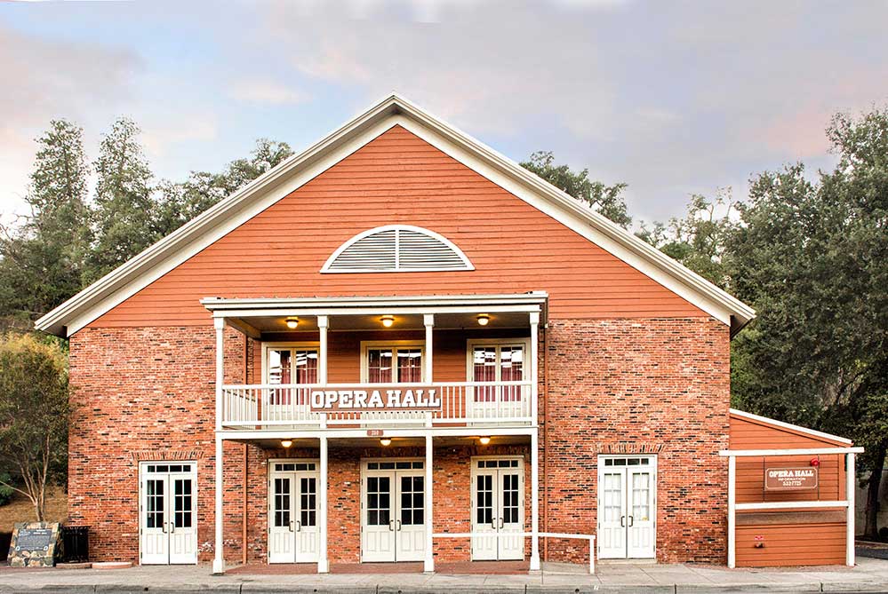 Sonora California Opera Hall. Historic red brick building