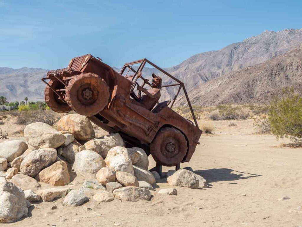 Metal jeep sculpture in Anza Borrego