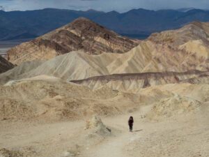 San Franciso to Death Valley: Gower Gulch Hiker. desert landscape