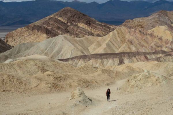 San Franciso to Death Valley: Gower Gulch Hiker. desert landscape