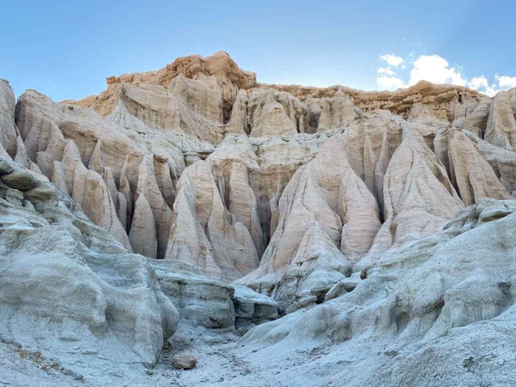 Red Rock Canyon State Park California Campground. tall cliff and setting sun