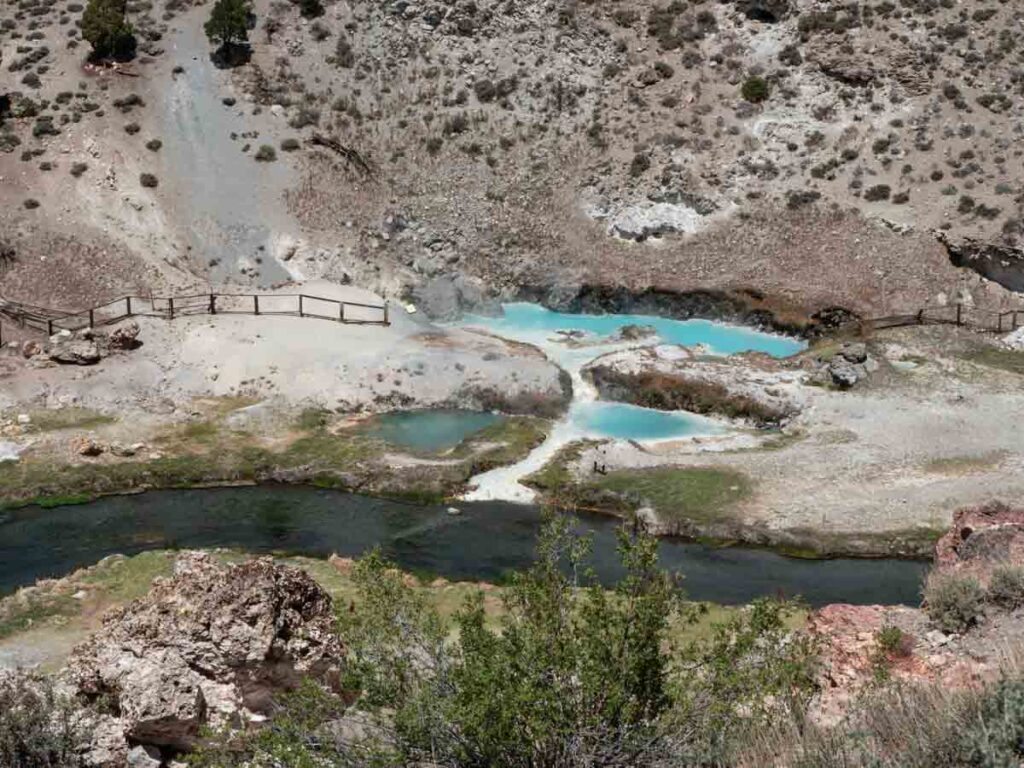 Hot Creek Geologic site near Bishop CA. blue water and creek