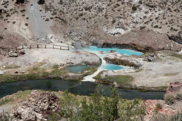Hot Creek Geologic site near Bishop CA. blue water and creek