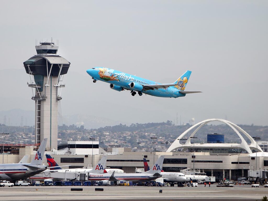 Major California Airports LAX Alaska Airlines Plane