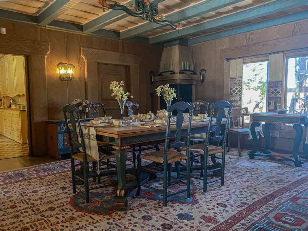 Dining room at Vikingsholm Lake Tahoe