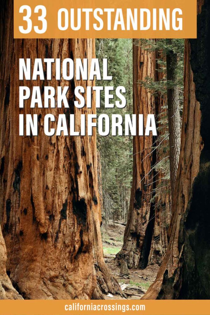 33 national park sites in California. Sequoia trees