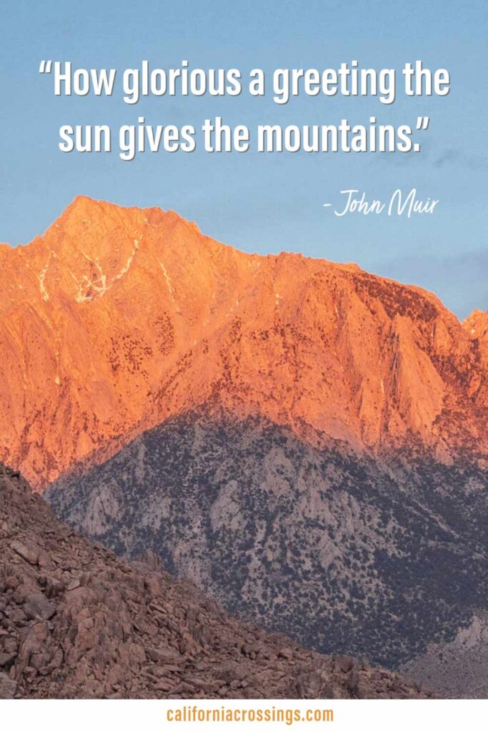 John Muir sunrise quote: How glorious a greeting the sun gives the mountains