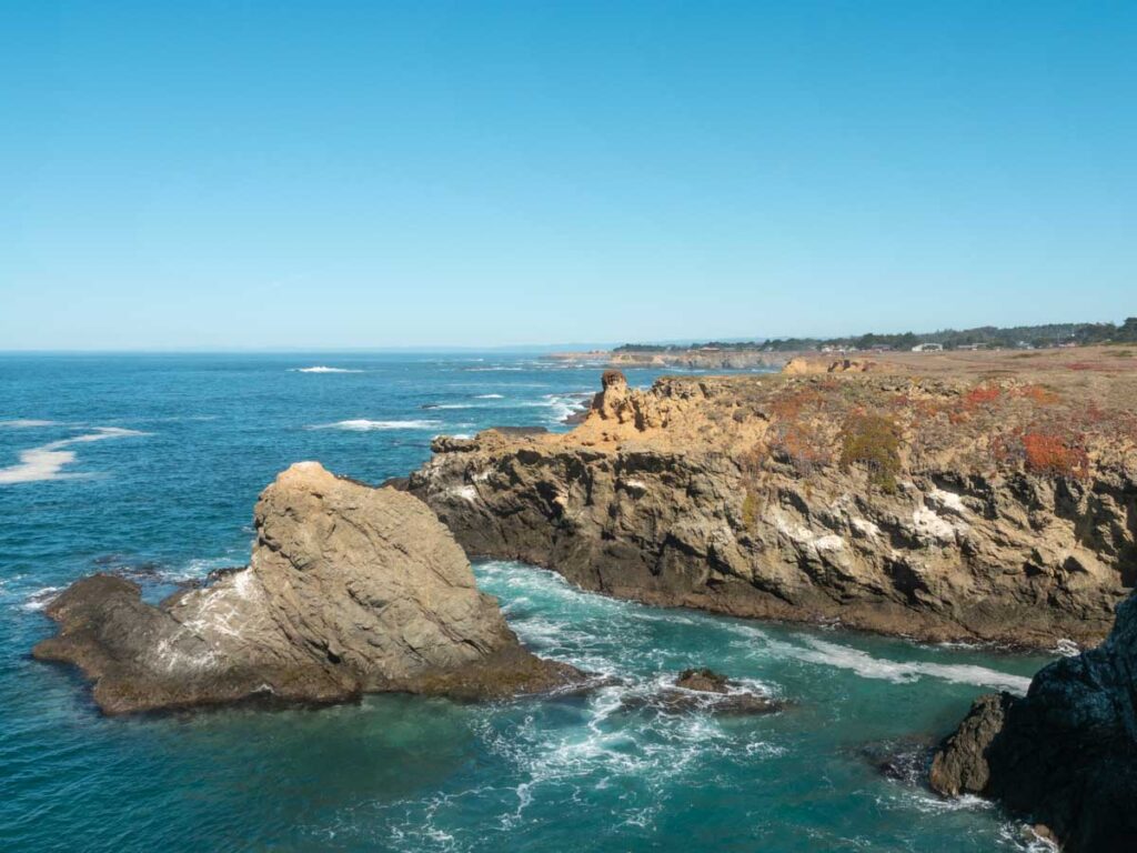 Mendocino Point Cabrillo coastline. ocean and cliffs