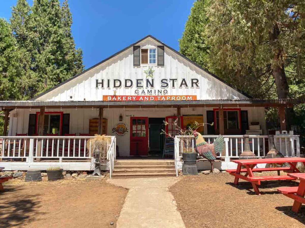 Hidden Star bakers and tasting room Placerville. exterior and porch
