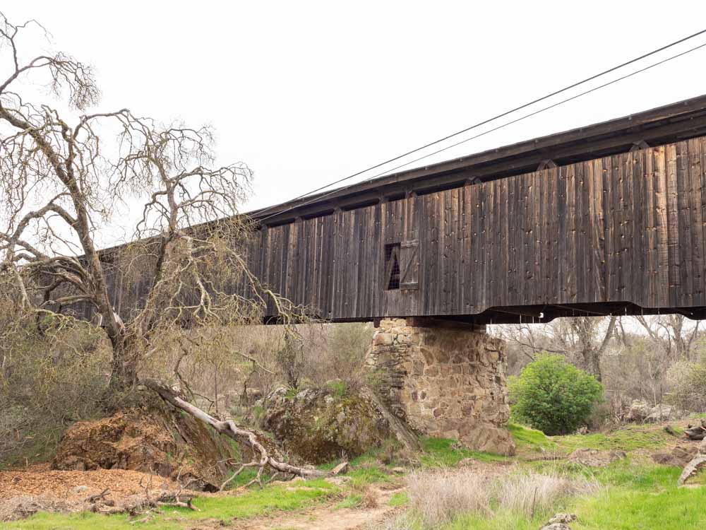 Knights Ferry Bridge. wooden covered bridge