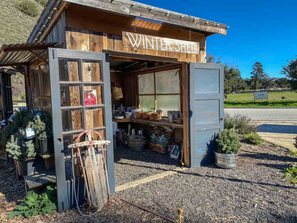 Earthbound Farms Farm stand Carmel Valley. Gardening shed