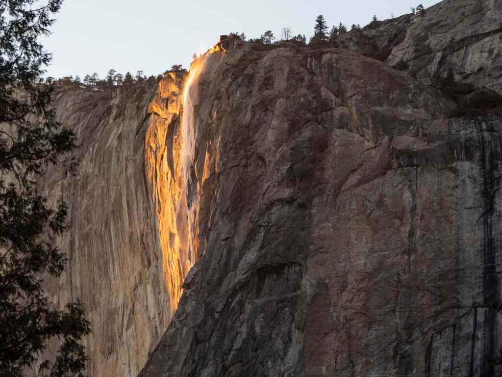 Yosemite firefall at Horsetail Falls