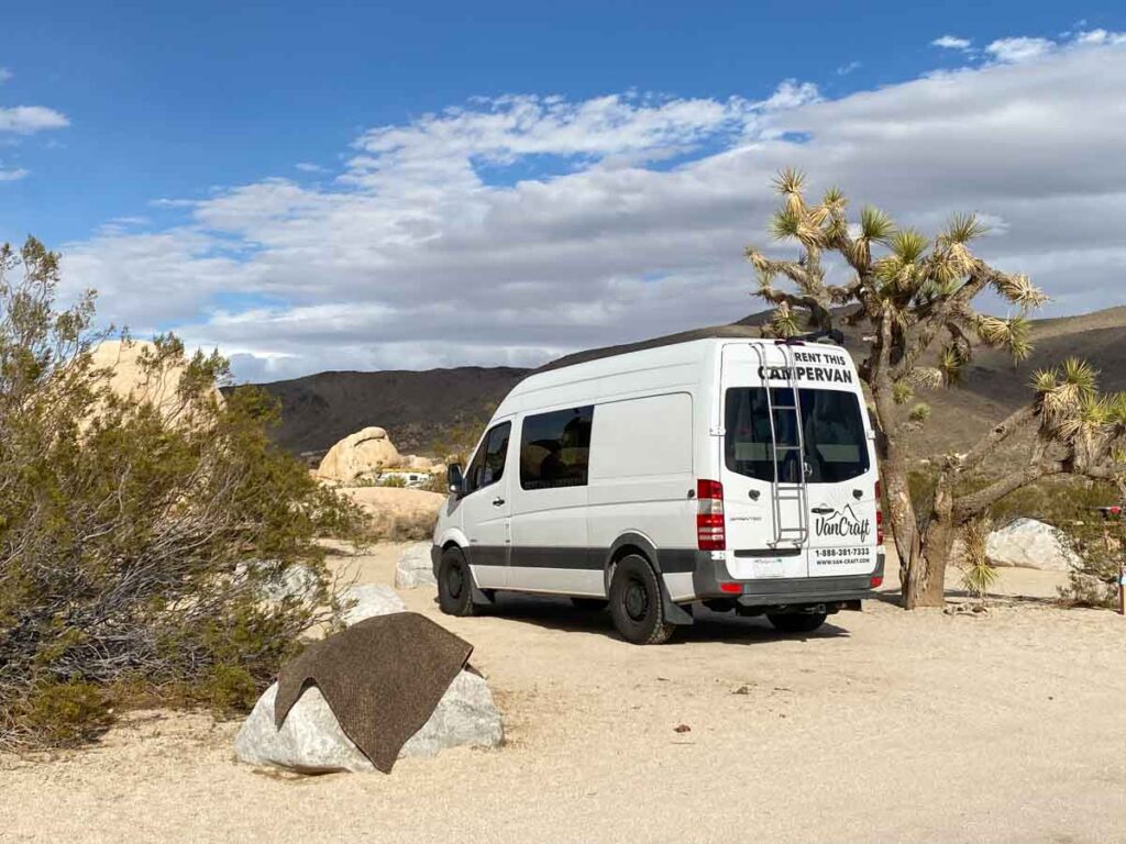 Belle Campground Joshua Tree with rental van