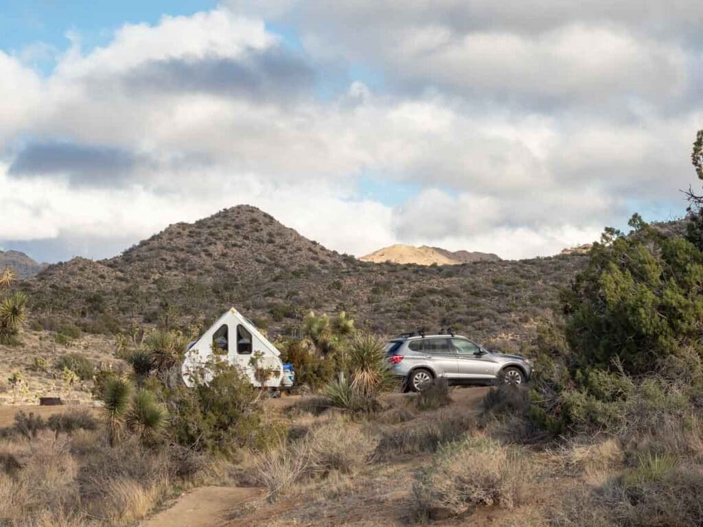 Joshua Tree campground: Black Rock. Car and pop up camper