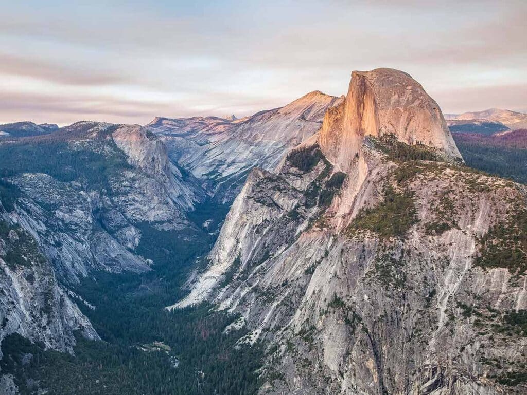 Yosemite National Park facts- Glacier Point at sunset