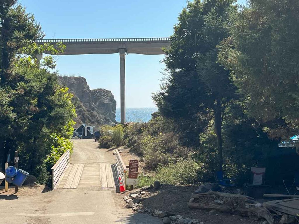 Lyme Kiln state park camping with freeway bridge