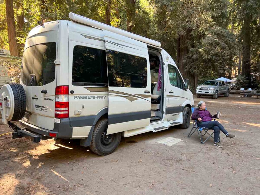 Big Sur campground with van