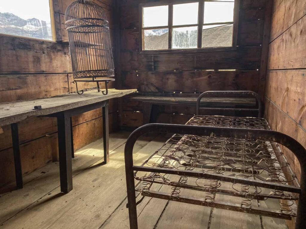Cabin interior at Ballarat ghost town near Death Valley