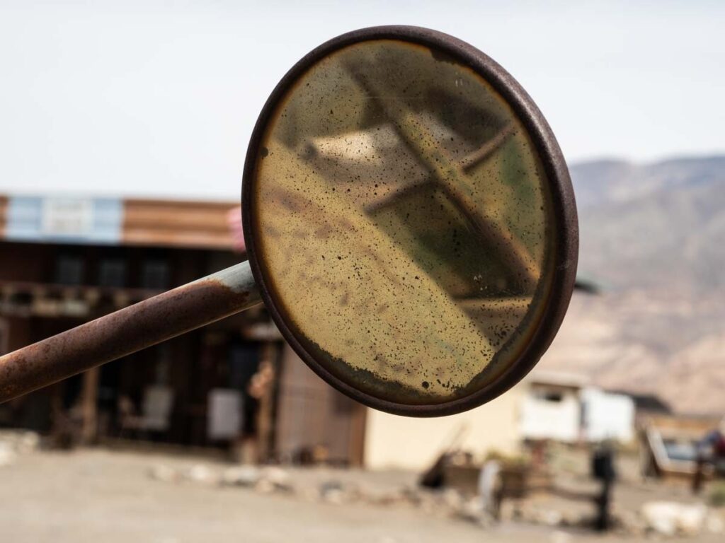 Rear view mirror in Ballarat ghost town