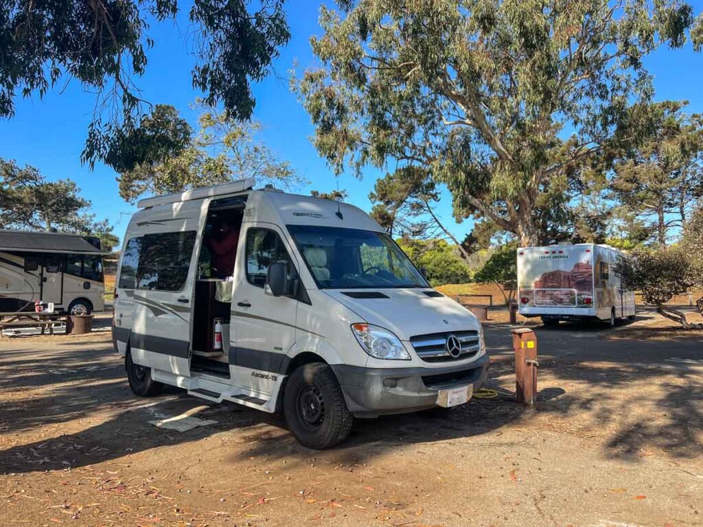 Pismo Oceano Dunes RV campground with sprinter van.