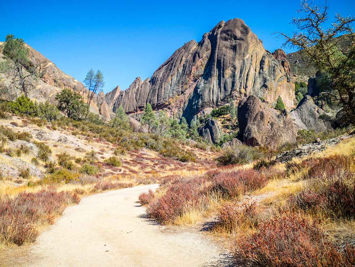 Pinnacles National Park, path and spires.