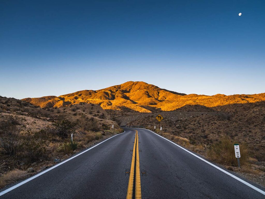 Palm Springs sunset road.